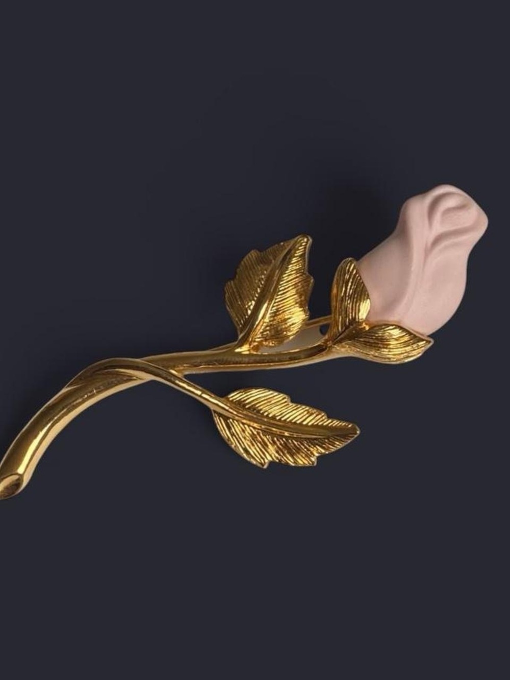 Vintage Signed AVON Pink Rose Gold Brooch Floral Porcelain Pin fairy jewelry